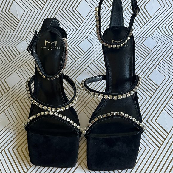 COPY - NEW Marc Fisher Women's Shoes Dezzi Rhinestone Ankle Strap Sandal - Picture 1 of 9